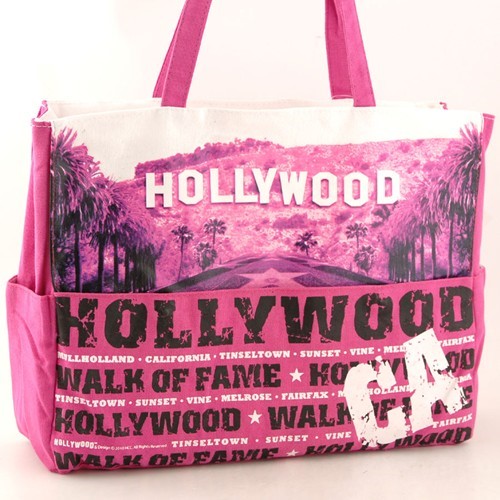 Hollywood Walk of Fame Pink Canvas Tote