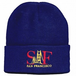 San Francisco Golden Gate Block Letter Blue Knit Cap