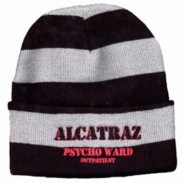 San Francisco Alcatraz Psycho Ward Grey & Black Striped Ski Cap