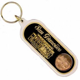 San Francisco Cable Car & Golden Gate Lucky 1 Cent Black Keychain