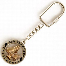 San Francisco Golden Gate Blue & Pewter Spinning Cutout Keychain