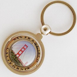San Francisco Black Cable Car Spinning Photo Keychain