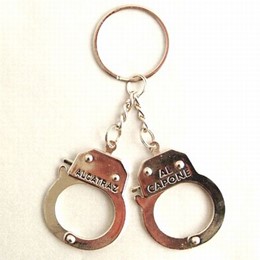 San Francisco Alcatraz & Al Capone Silver Handcuff Keychain