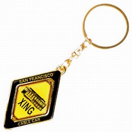 San Francisco Cable Car Crossing Diamond Spinning Keychain
