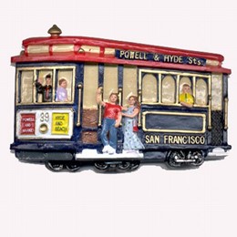 San Francisco Cable Car Red w/ People Polyresign Magnet