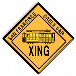 San Francisco Cable Car Crossing Square Magnet