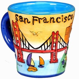 San Francisco Puff Hand Painted Yellow Trumpet Shaped Mug