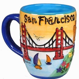 San Francisco Puff Hand Painted Yellow Round Shaped Mug