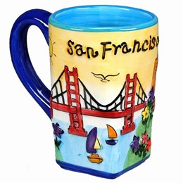 San Francisco Puff Hand Painted Yellow Square Bottom Mug