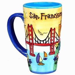 San Francisco Puff Hand Painted Yellow Java Mug (6 inches)