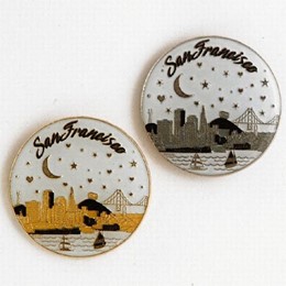 San Francisco Starry Night Round Metal Pin (each)