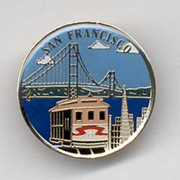 San Francisco Photo Collage Brass Round Pin