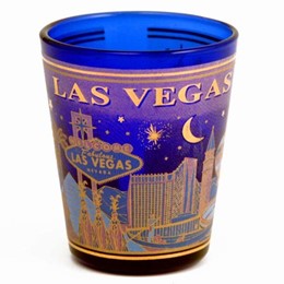 Las Vegas Starry Night Cobalt Blue Shotglass