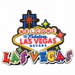 Las Vegas Sign Spellout Collage Rubber Magnet