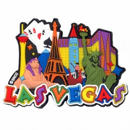 Las Vegas Colorful Collage Rubber Magnet