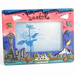 Seattle Hand Painted Umbrellas  4x6 Picture Frame