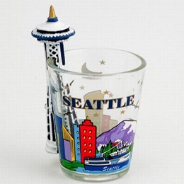 Seattle 3D Space Needle City Skyline Shotglass