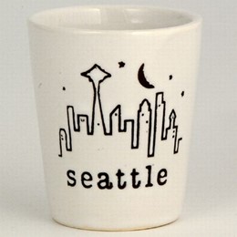 Seattle Typewriter White Shotcup Shotglass