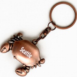 Seattle Copper Crab Metal Keychain
