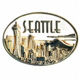 Seattle Embossed Oval Gold & Pewter Magnet