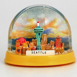 Seattle Space Needle Groovy Colorful Globe