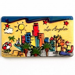 Los Angeles Puff Hand Painted Yellow Magnet