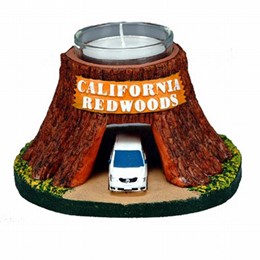 California Souvenir Redwoods Drive-Thru Polyresin Candle Holder