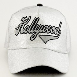 Hollywood Shiny Glitter Script Silver Hat