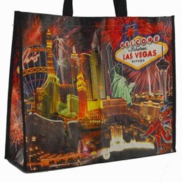 Las Vegas Fireworks Collage Recycled Tote