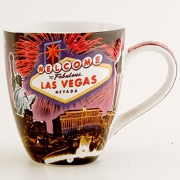 Las Vegas Fireworks Collage Round Java Mug