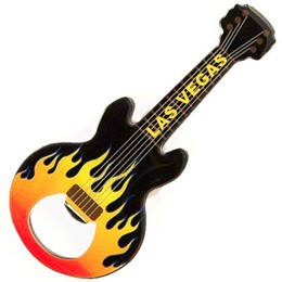 Las Vegas Yellow Flame Guitar Opener Keychain