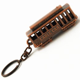 Cable Car Mini Metal Antique Copper Keychain