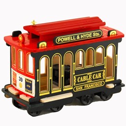 Cable Car 5" Red/Green Wood Musical Model