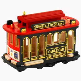 Cable Car 4" Red/Green Wood Model