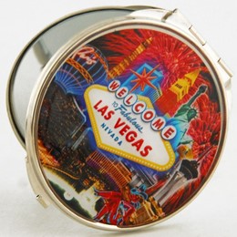 Las Vegas Fireworks Collage Round Compact