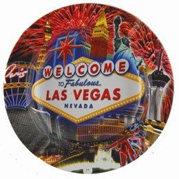 Las Vegas Fireworks Collage Round tin Ashtray