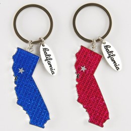 California-Tag State Shape Glitter Keychain (EACH)