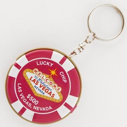 Las Vegas $500 Red Lucky Pokerchip Tin Box Keychain