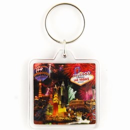 Las Vegas Fireworks Square Acrylic Keychain