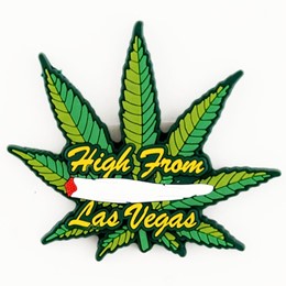 Las Vegas High! Green Leaf Rubber Magnet