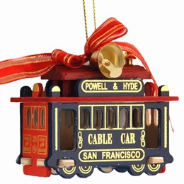Cable Car 3" Red and Blue Ornament
