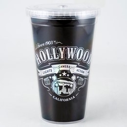 Hollywood Wild Plastic Cup w/Straw
