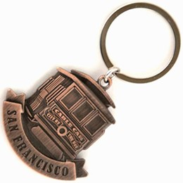 San Francisco Cable Car Frontview Copper Metal Keychain
