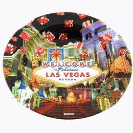 Las Vegas Dic Collage Round Tin Ashtray