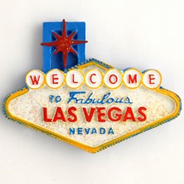 Las Vegas Sign White Glitter Poly Magnet