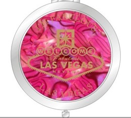 Las Vegas Sign Pearlized Pink Round Compact With Button