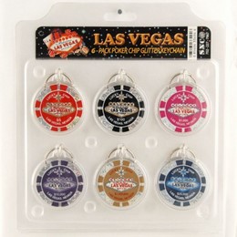 Las Vegas Glitter Acrylic Pokerchip 6-Pack Keychains
