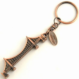 Golden Gate 3-D Copper Metal Keychain with Tag