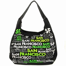 San Francisco Cut-Out Green On Black Hobo Bag