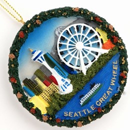 Seattle Great Wheel Round Poly Ornament